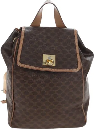 Celine Vintage Macadam Canvas Brown Canvas Backpack Bag (Pre-Owned)