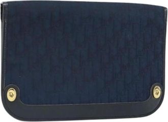 Dior Pre-owned Clutches, female, Blue, Size: ONE SIZE Pre-owned Vintage Trotter Canvas Clutch