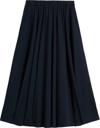 Aspesi Rok met elastische tailleband - Dames - Midirokken - Blauw - XS - Katoen - Rokken