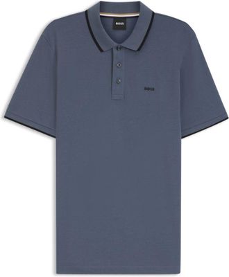 BOSS Cotton-piqu&eacute; polo shirt with contrast tipping