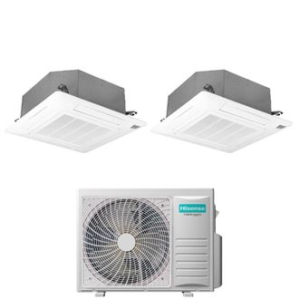 Hisense Doble Split Inversor Cassette Aire Acondicionado 12+12 Con 3amw72u4rjc R-32 Wi-fi Opcional 12000+12000 Con Mando A Distancia Y Panel Incluido
