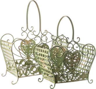 OEM Cestas Decorativas De Metal Verde Estilo Retro