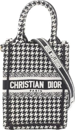 Dior Borsa tote Book mini in tela con motivo pied-de-poule 2010-2025 - Nero