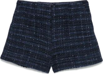 Twinset Zwarte Tweed Shorts met Dartdetails - Dames - Bermuda - Zwart - S - Tweed - Korte Broeken