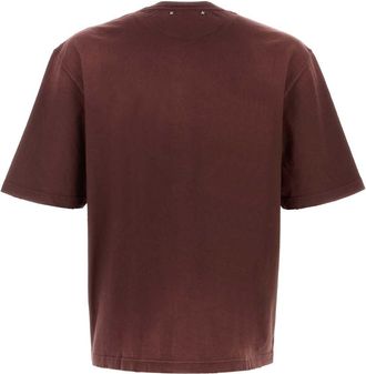 Golden Goose Mens Logo-Embroidered Cotton T-Shirt Burgundy