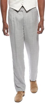Brunello Cucinelli Light Grey Wool Linen Trousers, Brand Size 54 (US Size 38)