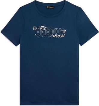 Freddy T-shirt Manica Corta con Decori Floreali e Borchie