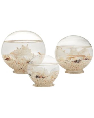Two's Company Atlantis Set Of 3 Decorative Filled Globes