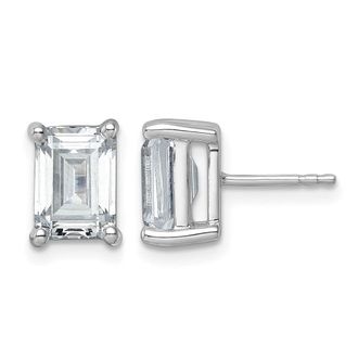 Diamond2Deal 14k Gold 5 ct Emerald Lab Grown Diamond Stud Earrings VS Clarity, G-H Color