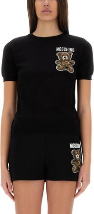 Moschino Black Graphic Crew Neck Sweater