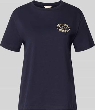 GANT T-Shirt mit Rundhalsausschnitt und Logo in Marine, Gr&ouml;&szlig;e XXL