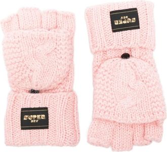 Superdry cable-knit gloves - women - Cotton - One Size - Pink