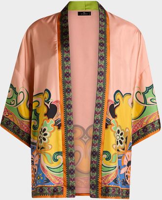 Etro Kesa Silk Jacquard Open-Front Jacket