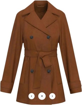 Marella Beltjas met dubbele rij knopen en ceintuur - Dames - Trenchcoats - Bruin - M - Jassen