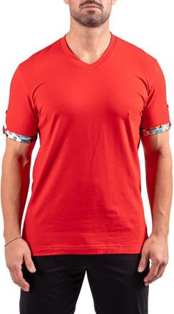 Maceoo Vivaldi Scarlet Red V-Neck Cotton T-Shirt at Nordstrom, Size 4