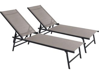 Habitat et Jardin Juego De 2 Tumbonas Met&aacute;licas sublima - 180 X 54 X 104 Cm - Color Topo