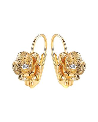 Liv Oliver 18K Cz Abstract Rose Drop Earrings