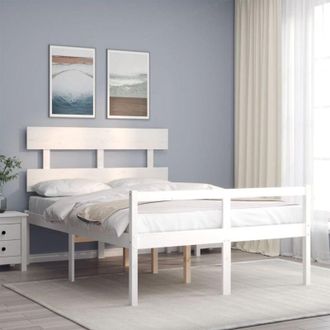 vidaXL Senior Bed without Mattress White Small Double Solid Wood vidaXL