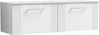 Balterley Balterley - Retro 2 Drawer Wall Hung Vanity Unit with Colour Coordinating Worktop - 1200mm - Satin White