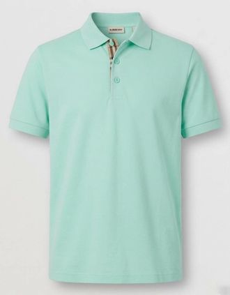 Burberry Mens Burberry Check Logo Polo Mint - Green - Size: 40