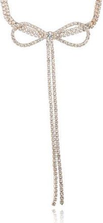 BCBGeneration Crystal Double Strand Bow Lariat Necklace in Gold at Nordstrom