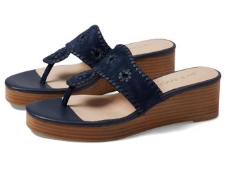 Jack Rogers Womens Jacks Mid Wedge-Suede/Stacked Sandal, Ladies Shoes, Midnight, 5.5 UK