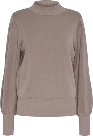 Y.A.S Fonny Gebreide Pullover - Dames - Coltruien - Beige - XL - Truien & Vesten
