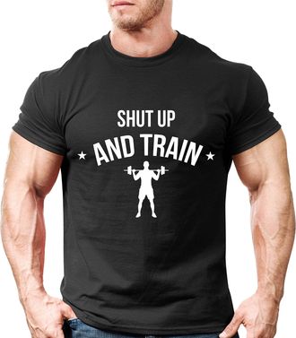 Generic Shut up and Train T-Shirt Workout Gym Bodybuilding Weightlifting Motivation Kids Adult Unsiex Top (Black, M)