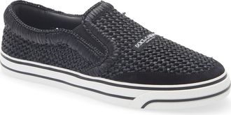 Dolce & Gabbana Raffia Slip-On Sneaker in Nero/nero at Nordstrom, Size 40