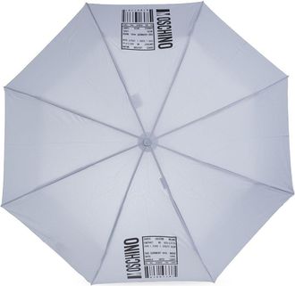 Moschino logo-barcode-print compact umbrella - unisex - Polyester - One Size - Grey