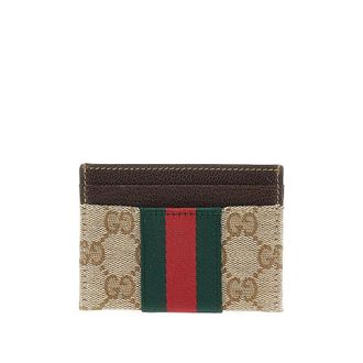 Gucci GG fabric card holder with Web Ribbon Man One Size
