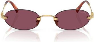 Miu Miu 51mm Oval Rimless Sunglasses in Gold /Dark Violet at Nordstrom