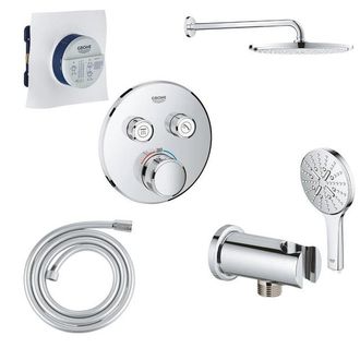 GROHE Grohtherm SmartControl regendoucheset - &Oslash;31 cm hoofddouche - 38 cm rechte wandarm - inclusief inbouwdeel - chroom