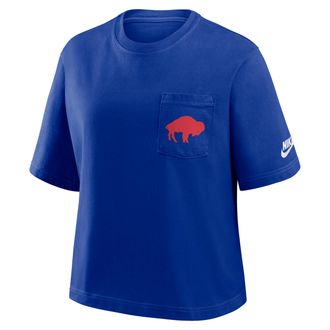 Nike Buffalo Bills Rewind Pocket Boxy Nike Womens NFL T-Shirt in Blue | 11CM4DA81V-WZ9