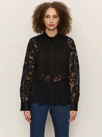 Sanctuary Serendipity Lace Tuxedo Shirt In Black