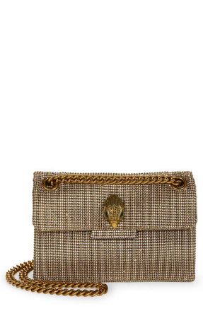 Kurt Geiger Mini Kensington Tweed Crossbody Bag in Dark Beige at Nordstrom