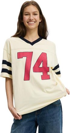 Cotton On V Neck Oversized Graphic Tee in 74 Creme Fraiche at Nordstrom, Size Xx-Small