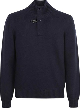 Fay Gancio Trui met Elleboogpatches - Heren - Coltruien - Blauw - 2XL - Truien & Vesten