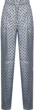 Max Mara Broeken, Dames, Blauw, XS, Blauwe Zijden Stropdas-Stijl Broek