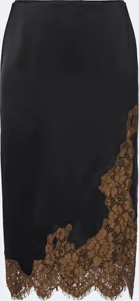Dorothee Schumacher Shiny Statement lace-trimmed satin midi skirt