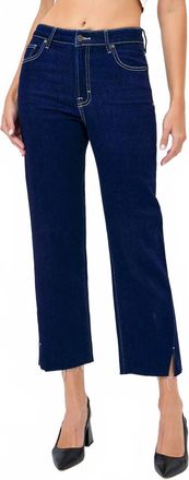 Hidden Jeans Hem Slit Cropped Jeans In Dark Denim