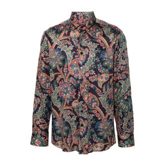 Etro Camicia a maniche lunghe con stampa Paisley - - Shirts - Uomo - Blu - S