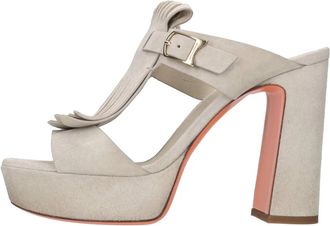 Santoni Suede Mule - Dames - Muiltjes - Beige - 41 EU - Leer - Schoenen