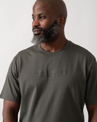 A|X Armani Exchange Mens Chimera T-Shirt in Dark Green Cotton - Size X-Large