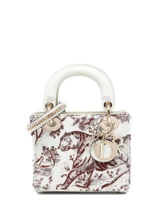 Dior 2018 Limited Edition Mini Calfskin Embroidered Toile de Jouy Lady Dior satchel - women - Calf Leather - One Size - White