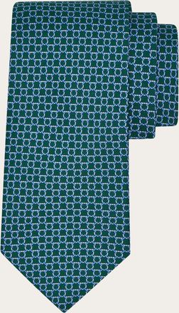 Ferragamo Men Link print silk tie Green