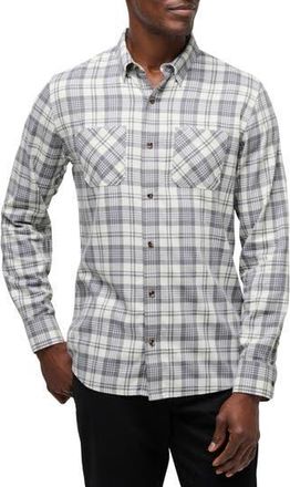 Travis Mathew Cloud Plaid Flannel Button-Up Shirt in Vanilla Ice/quiet Sh at Nordstrom Rack, Size Xx-Large
