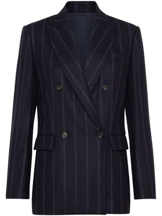 Brunello Cucinelli Blazer gessato doppiopetto - Blu