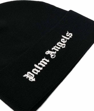 Palm Angels Mens Classic Logo Beanie Black Accessories > Beanies & Hats