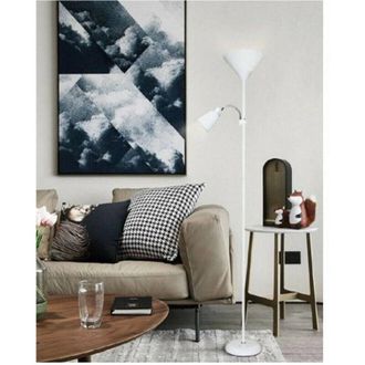 Trade Shop Trade Shop Traesio - Trade Shop - Lampada Piantana Da Terra 180cm 2 Bracci Paralume Luce Orientabile Casa Ufficio - Blanco